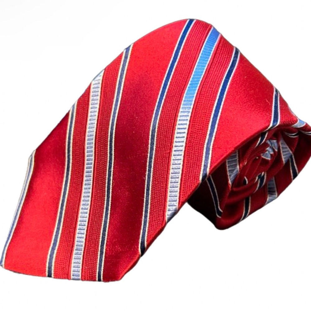 MICHAEL Michael Kors Silk Tie 61“L x 3.5“W • Red White & Blue Stripes